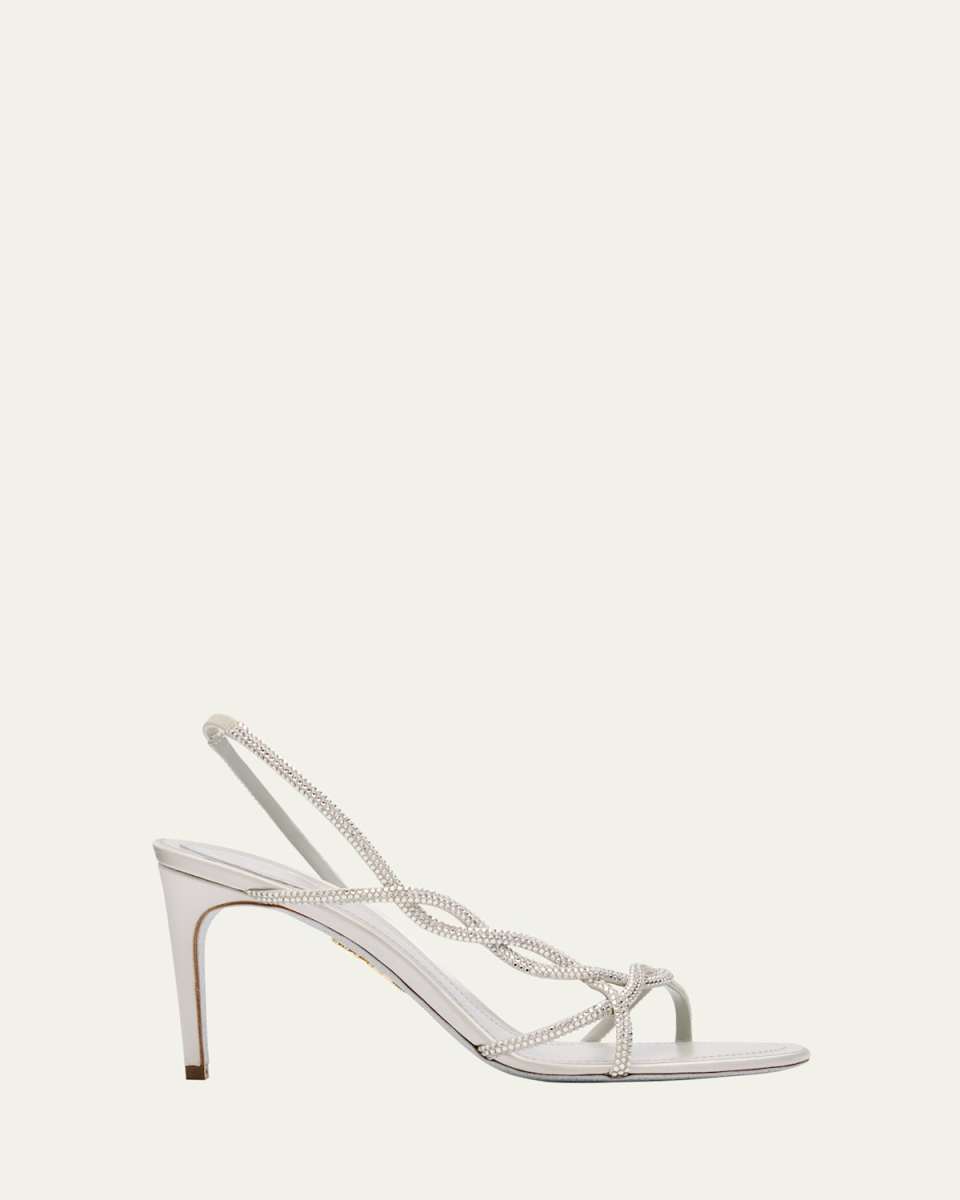 Satin Braided-Strap Sandals with Strass Detailing